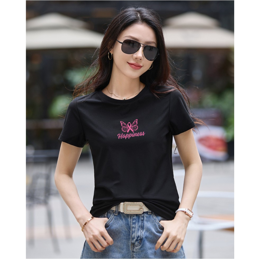 [Form vừa] Áo phông nữ 𝐋𝐎𝐙𝐀 "HAPPINESS" chất liệu thun cotton mã VT8227
