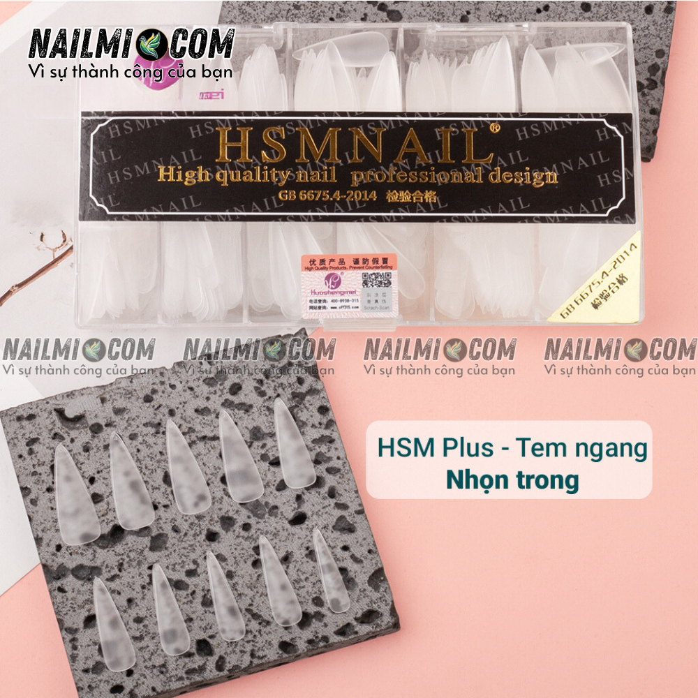Móng úp - form nhọn dài - màu trong suốt - HSM L1 - mặt nhám sẵn