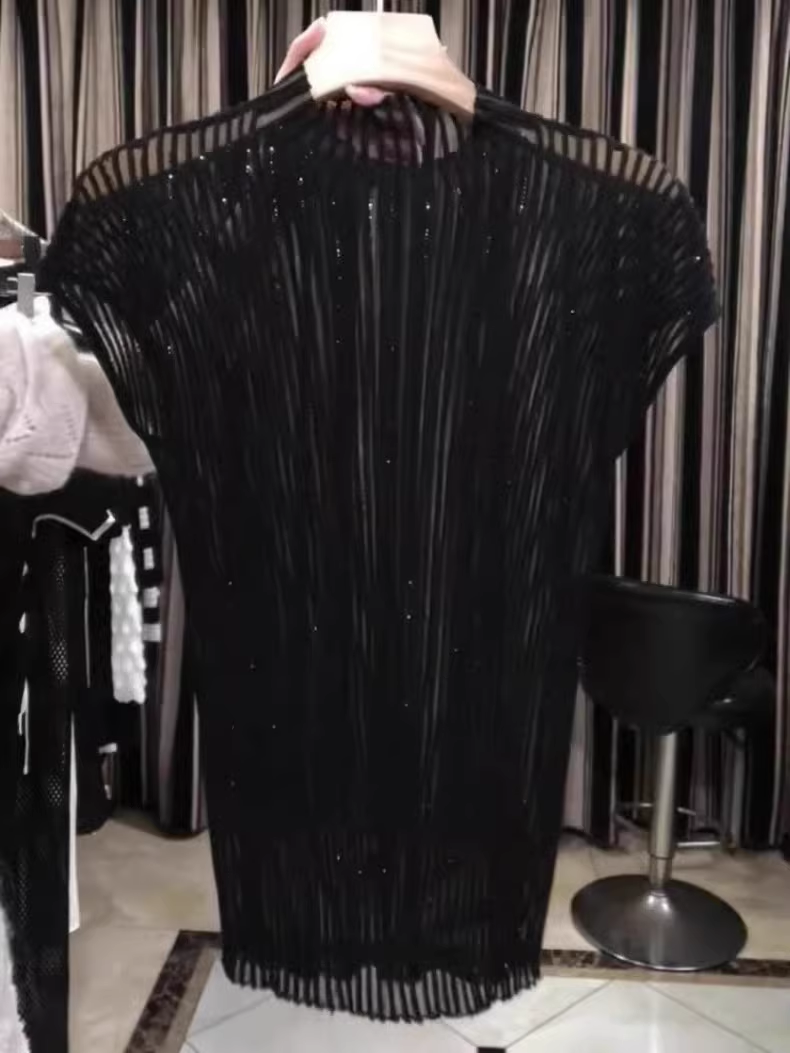 15789-Set bộ áo voan lưới sọc kèm quần sọt viền kim sa ( voan lưới, chéo nhật)_thumbnail_1