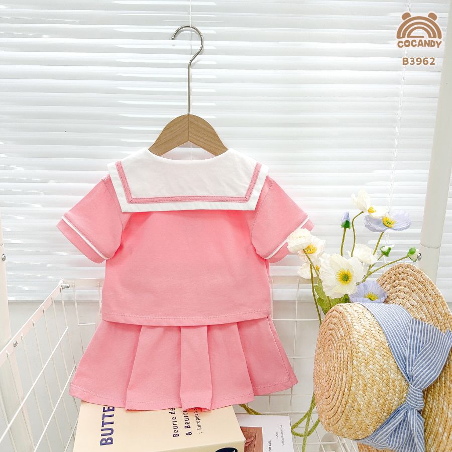 Bộ váy thuỷ thủ HỒNG phối viền TRẮNG_thumbnail_1