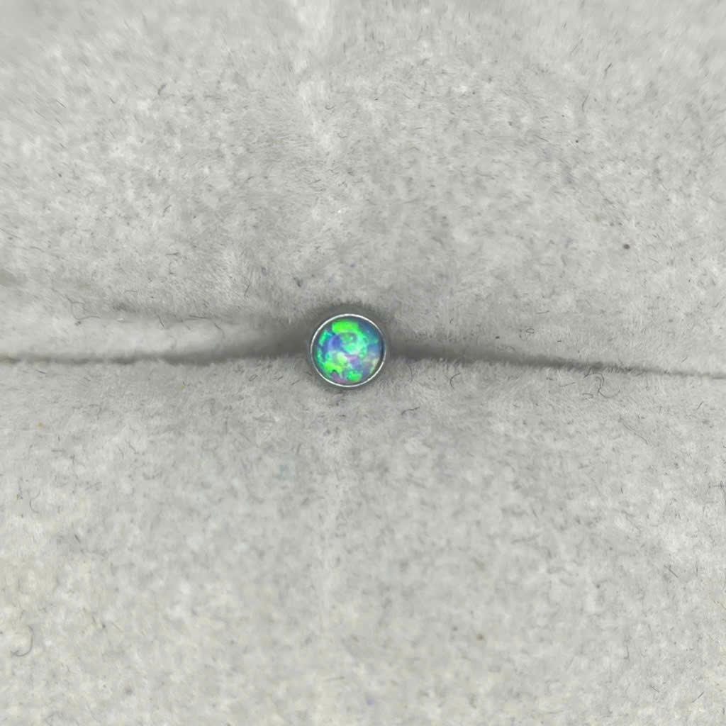 Charm cấy thép y tế opal xanh nhạt size 4 thân 1.6