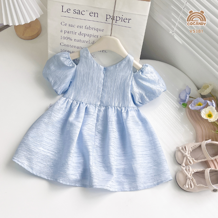 Váy cộc XANH lụa TAY PHỒNG đính hoa_thumbnail_1