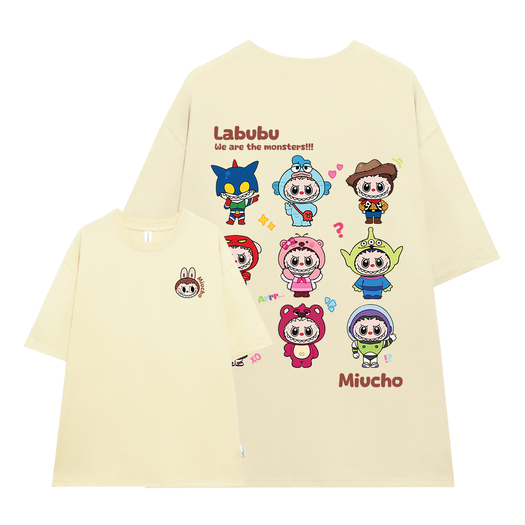 Áo thun labubu form rộng hottrend ATD1270 Miucho vải cotton thoáng mát cổ tròn in mix_thumbnail_7