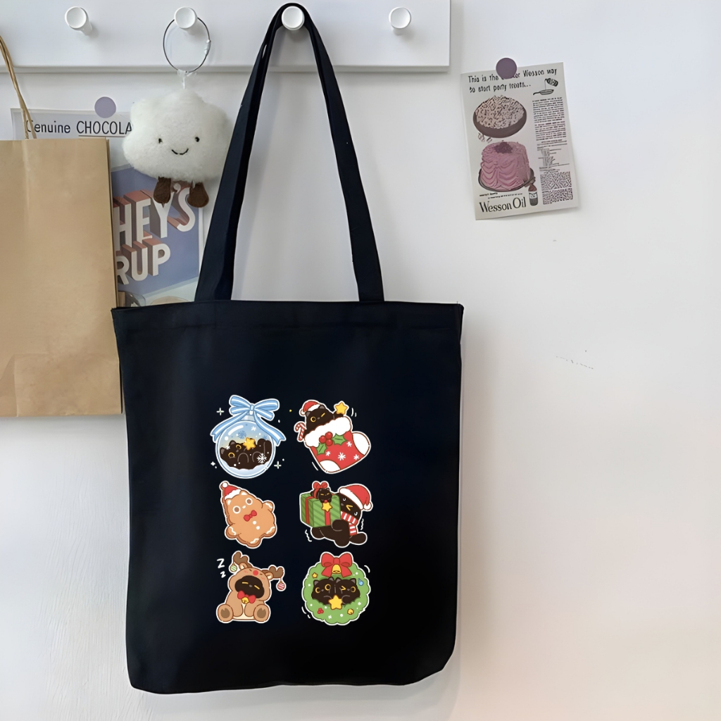 Túi tote vải canvas hình NOEL, Merry Christmas, đeo vai, có khóa kéo và ngăn phụ - WE TEE WTU08_thumbnail_20