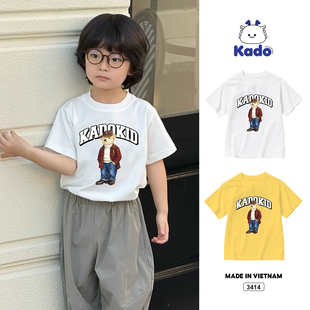 Áo thun form rộng bé trai Gấu Teddy Kado 3414