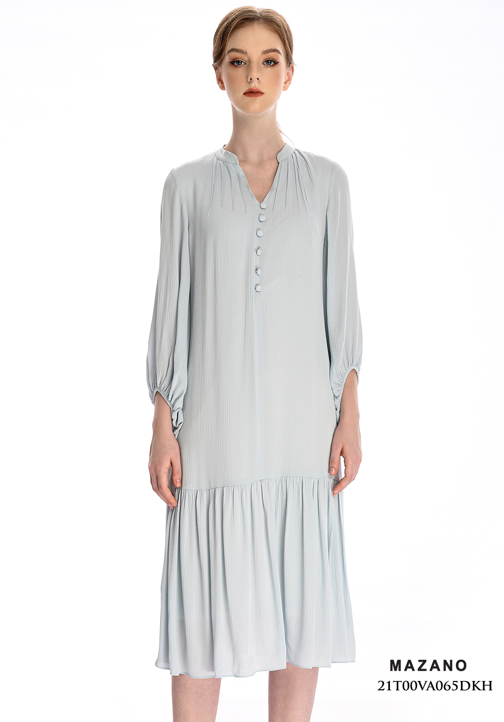 Đầm xanh pastel bèo gấu tay cách điệu_thumbnail_3