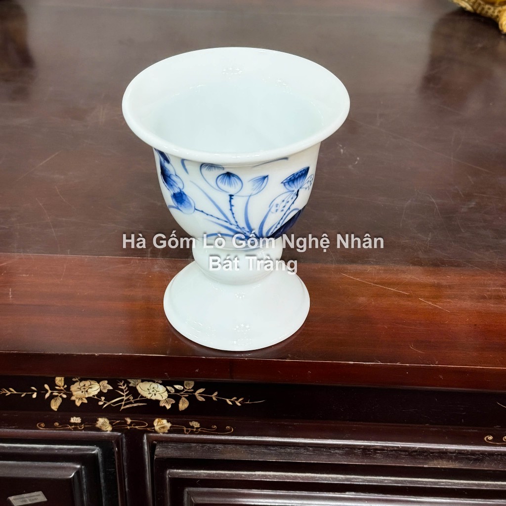 Đồ Thờ Cúng Ly Chén Bát Đựng Phật Thủ Bát Tràng Cao Cấp - MEN SEN CHÀM