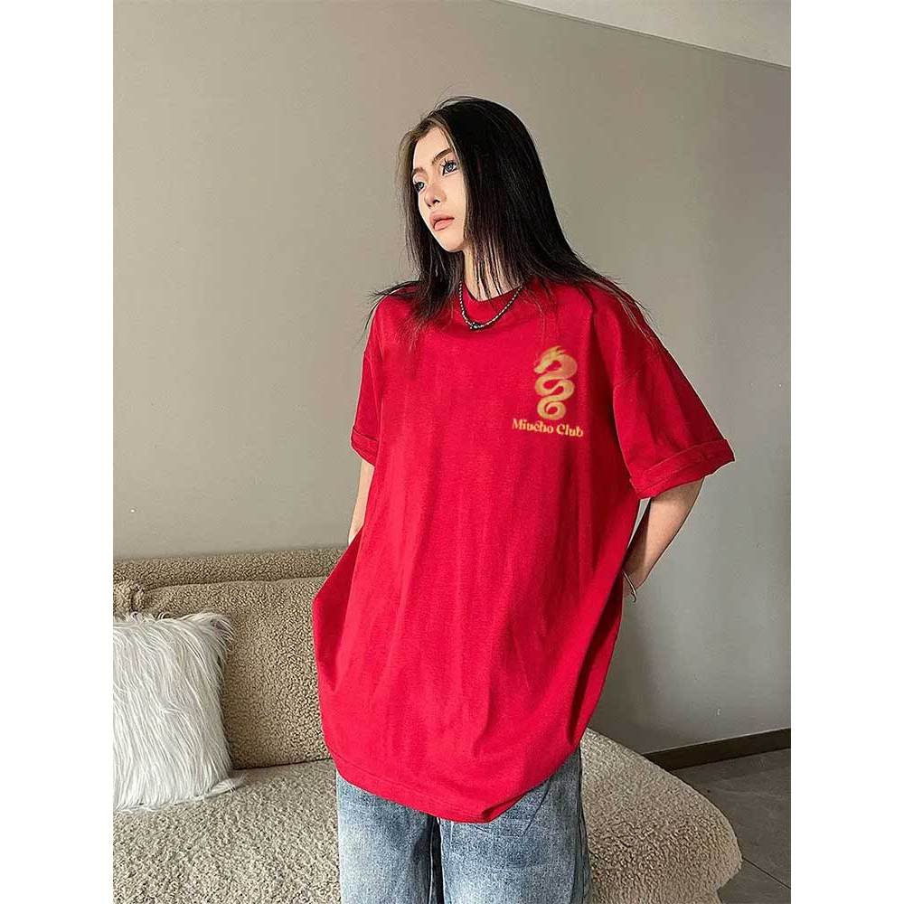 Áo thun unisex in hình rồng local brand form rộng ATD753 Miucho cotton cổ tròn in mix_thumbnail_6