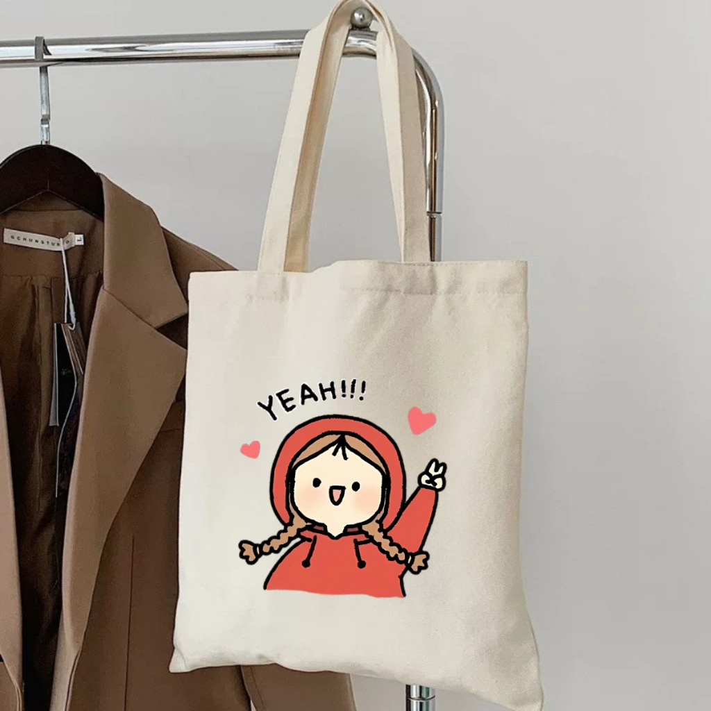 Túi tote vải canvas hình cô gái hot trend có khóa kéo và ngăn phụ We Tee - WTU01_thumbnail_3
