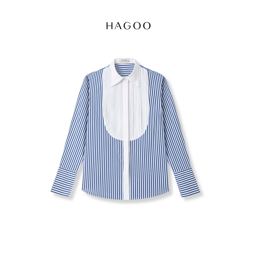 Sơ mi kẻ bổ phối cầu ngực HAGOO_thumbnail_3