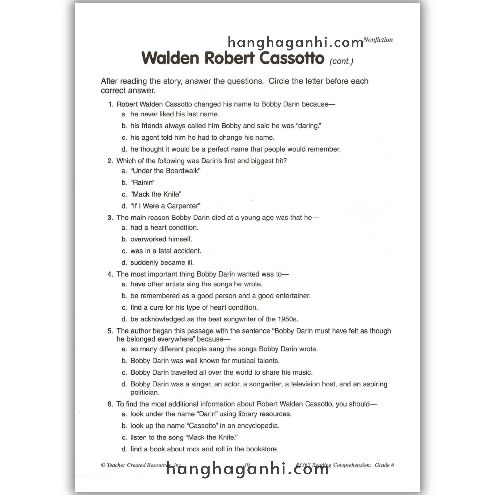 Reading Comprehension Grade 6 Teacher Created Resources, sách đọc hiểu lớp 6_thumbnail_14