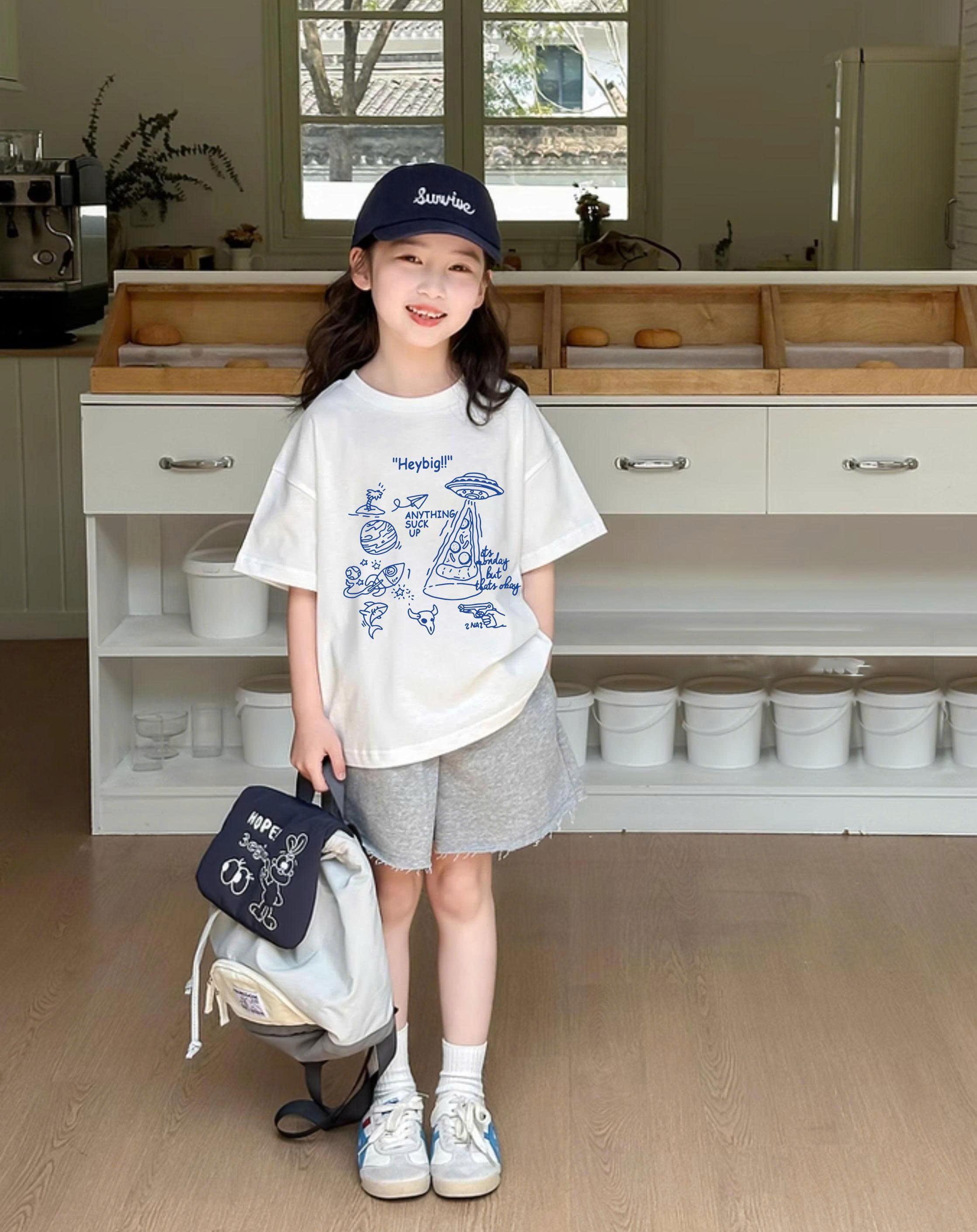 Áo thun cho bé form rộng dáng ngắn AED2277 Miucho vải cotton mềm mại thoáng mát cổ tròn in mix_thumbnail_5