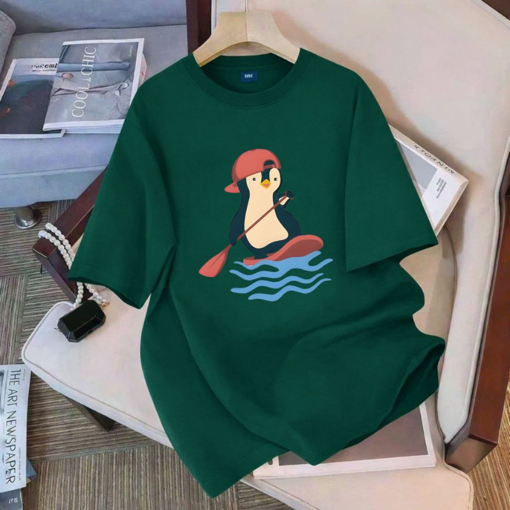 Áo thun unisex UX30-1183 chim cánh cụt lướt ván dáng oversized local brand WETEE