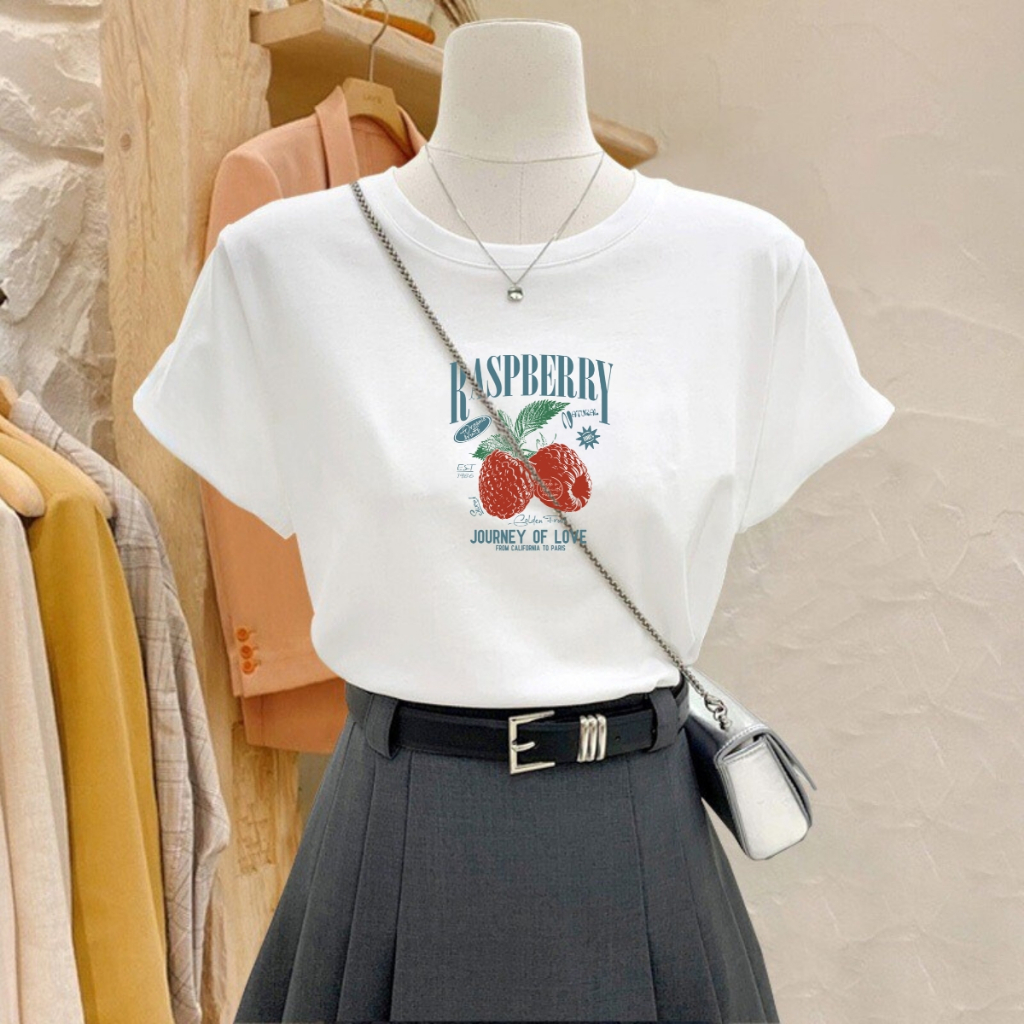 [Form Vừa] Áo phông nữ LOZA màu trắng BST Hoa quả Summer 2025  chất liệu thun cotton 4 chiều mát mẻ - Mã G0406_thumbnail_3