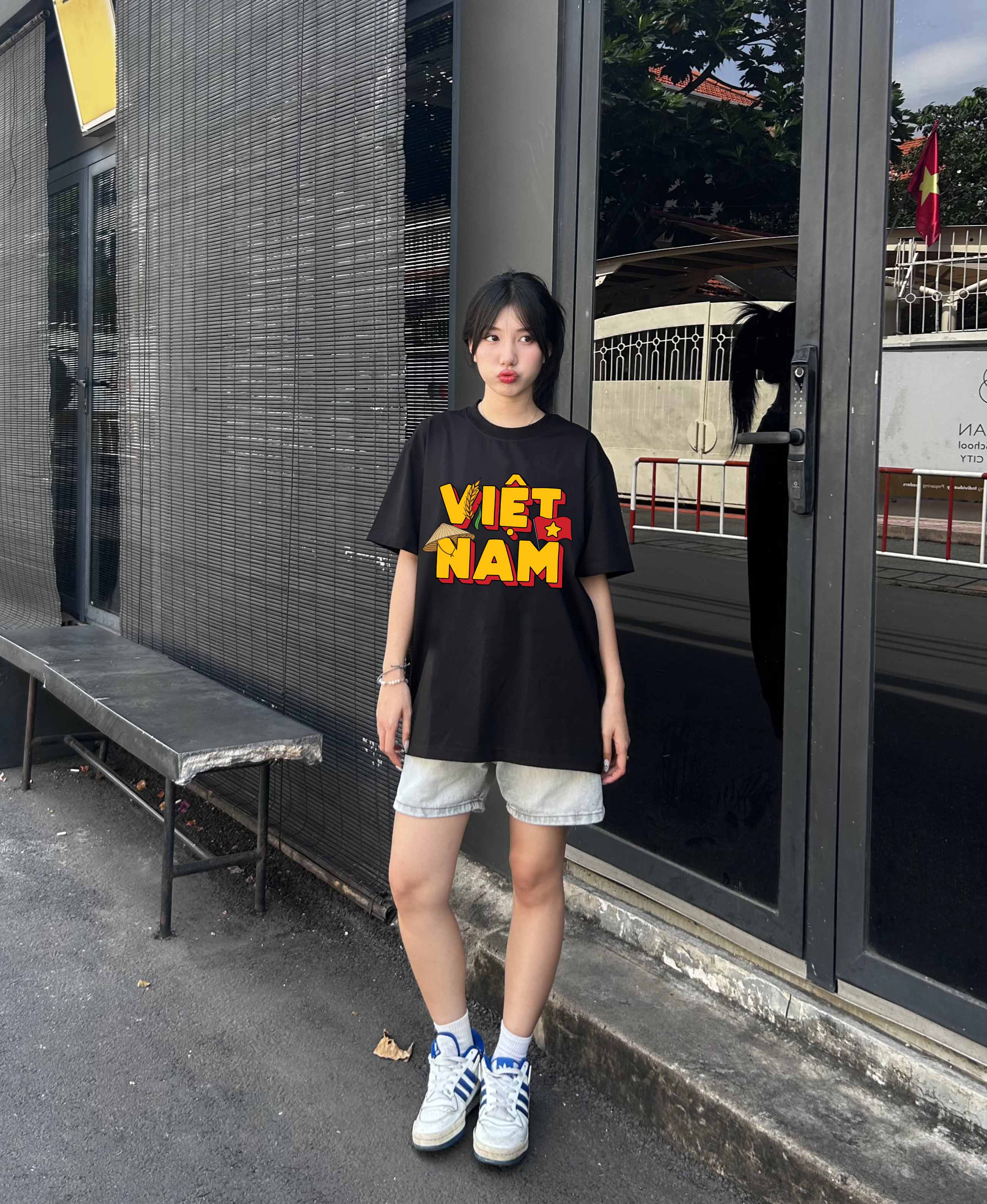 Áo thun Việt Nam tôi yêu form rộng 2118 Miucho cổ tròn vải cotton 4c 220gsm thoáng mát in mix_thumbnail_2