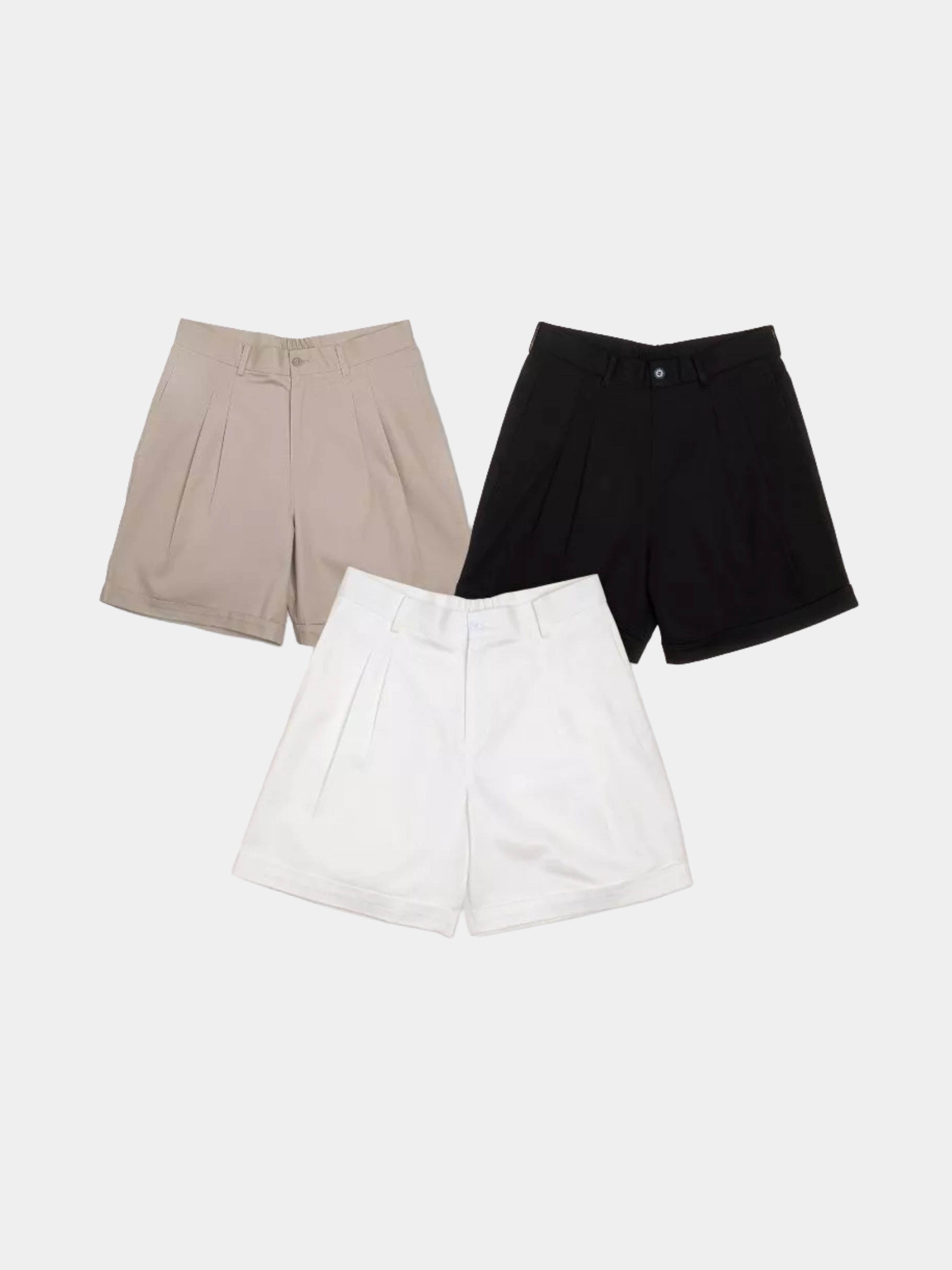 Quần Short Luis Vải Kaki Form Trên Gối Gấp Gấu Lơ-Vê