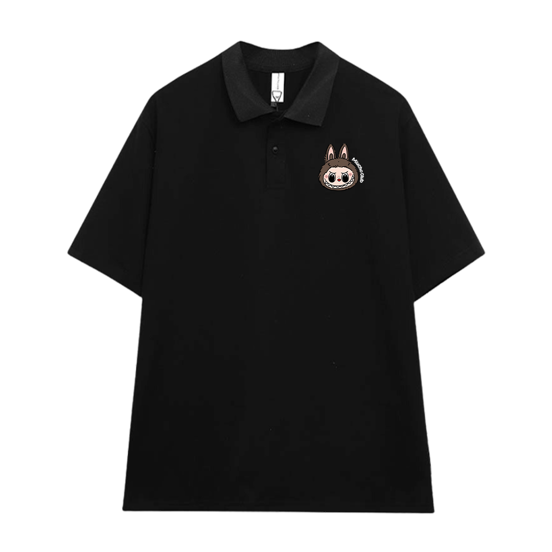 Áo polo labubu form rộng unisex PLD1399 Miucho tay ngắn vải cotton co giản cổ trụ in basic_thumbnail_12