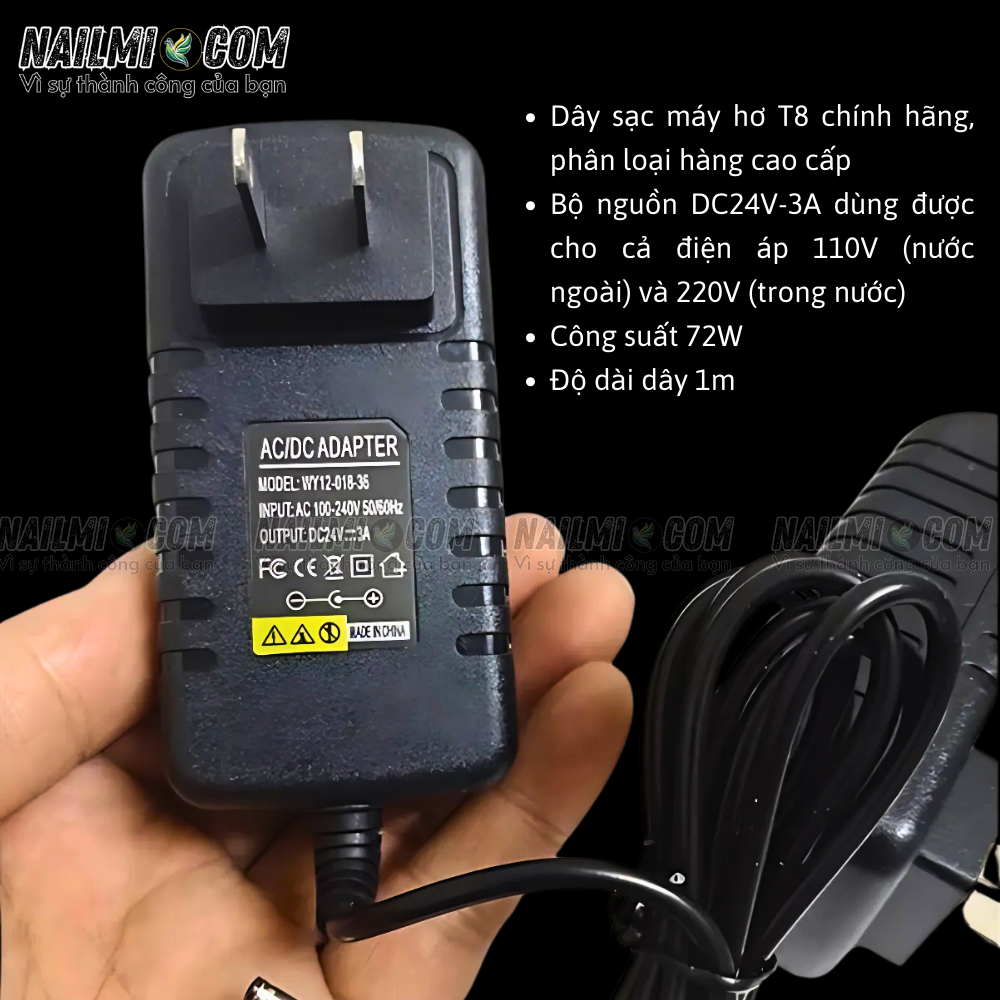 Dây củ sạc - máy hơ T8 - xịn - 24V 48W (Cái)_thumbnail_1