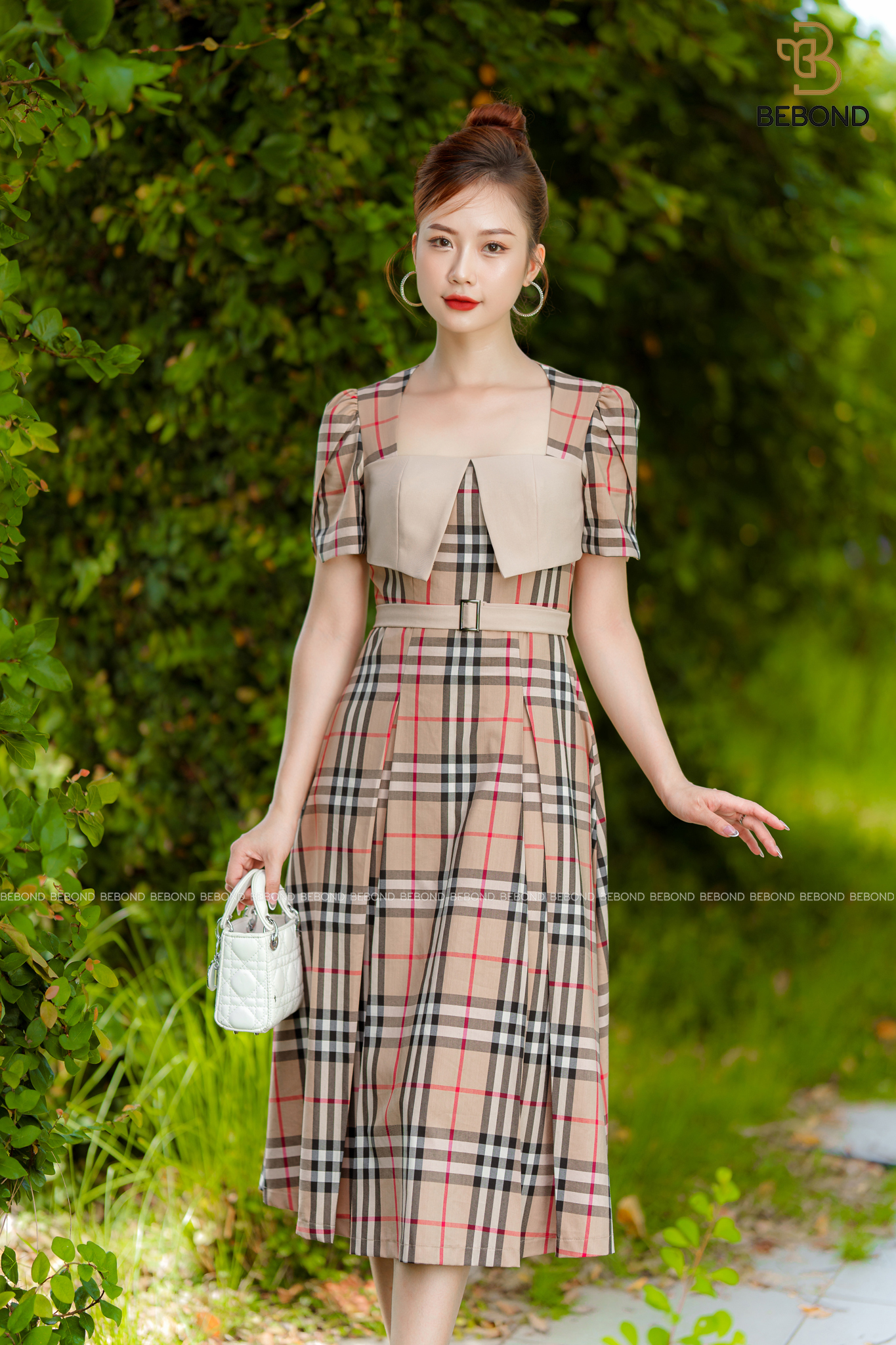 ĐẦM CỔ VUÔNG CÁCH ĐIỆU HỌA TIẾT KẺ SỌC - ELLA DRESS