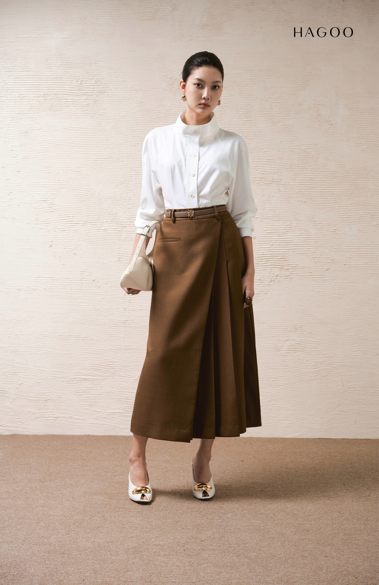 HAGOO pleated wrap skirt