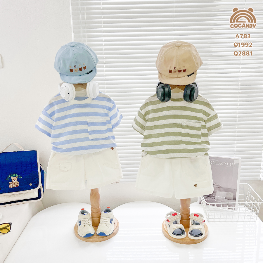 Áo cộc kẻ XANH RÊU phối túi ngực_thumbnail_5