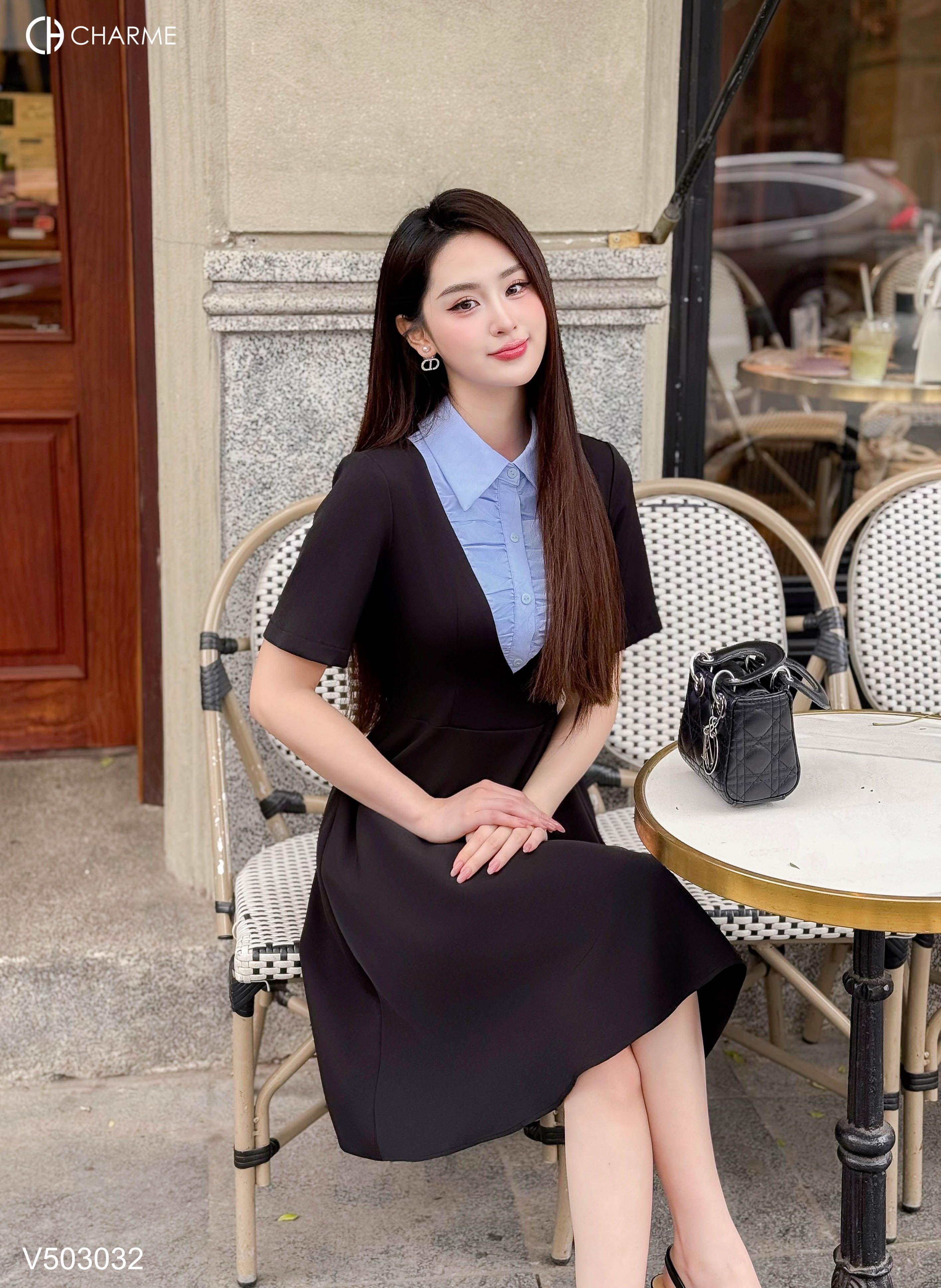 Váy phối cổ sơ mi bèo ngực_thumbnail_1