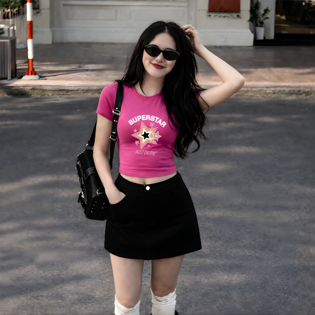 Áo croptop nữ hình ngôi sao SUPERSTAR dáng ôm chất thun cotton local brand WETEE - WC1157_thumbnail_1