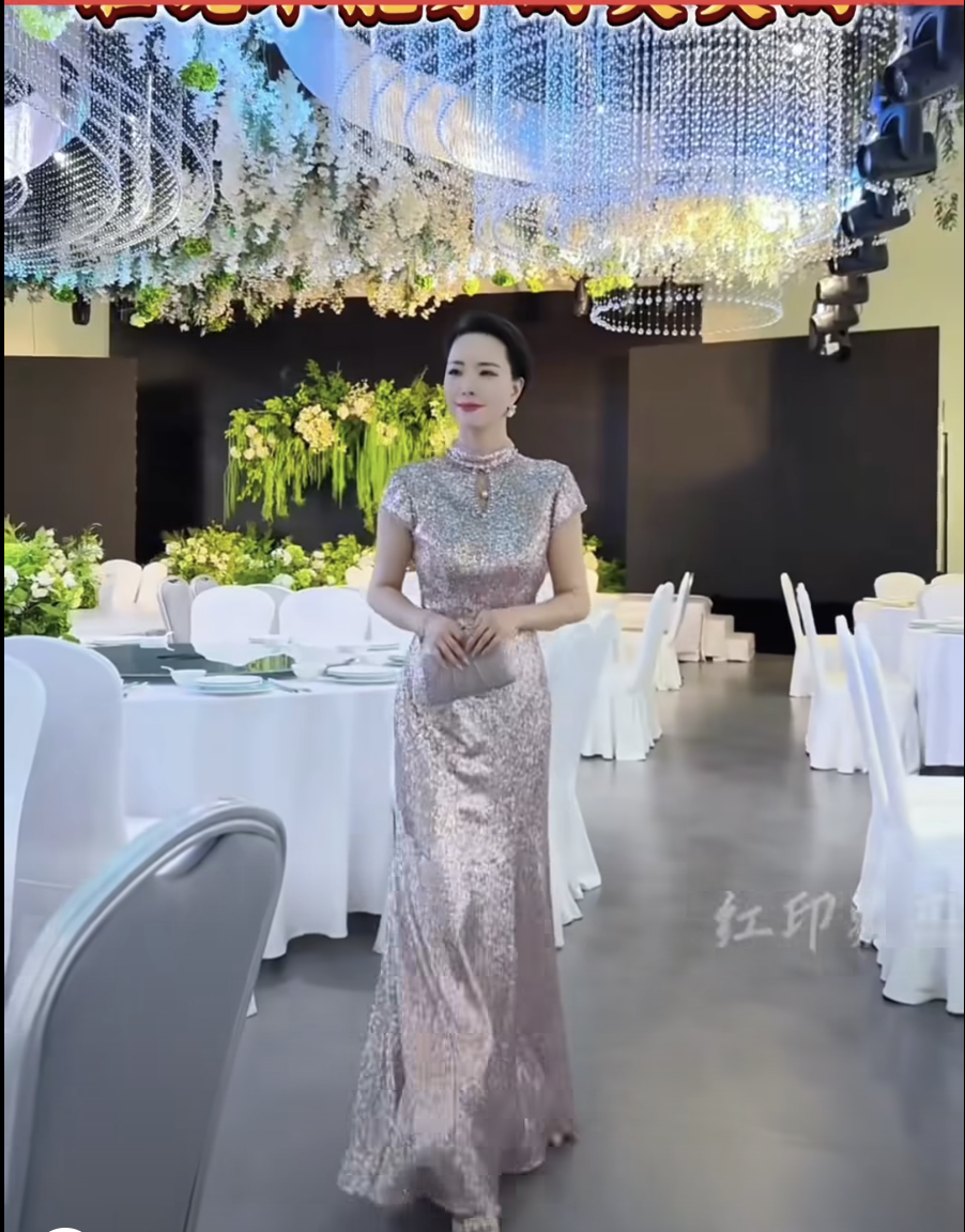 Đầm dự tiệc dạ hội kim sa phối ren lưng sang trọng