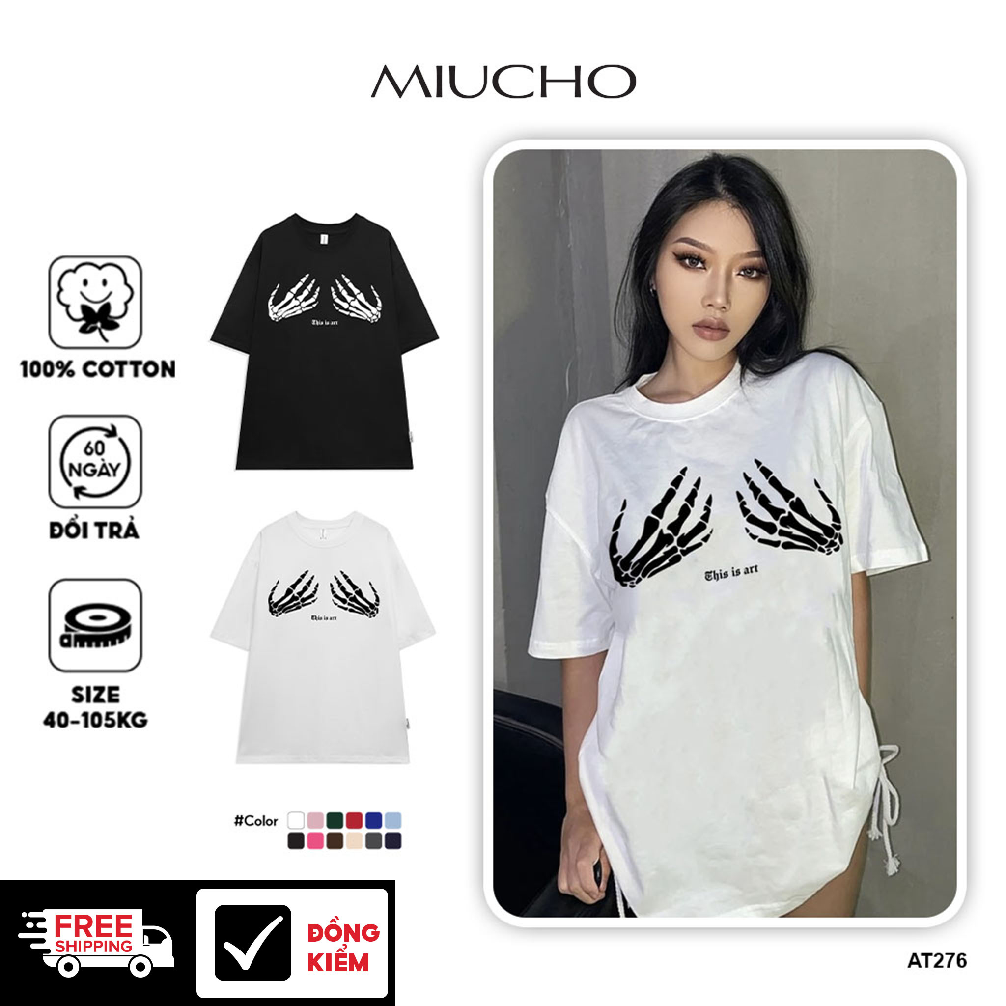 Áo thun tay lỡ form rộng đẹp oversize chất vải cotton AT276 Miucho in Graphic