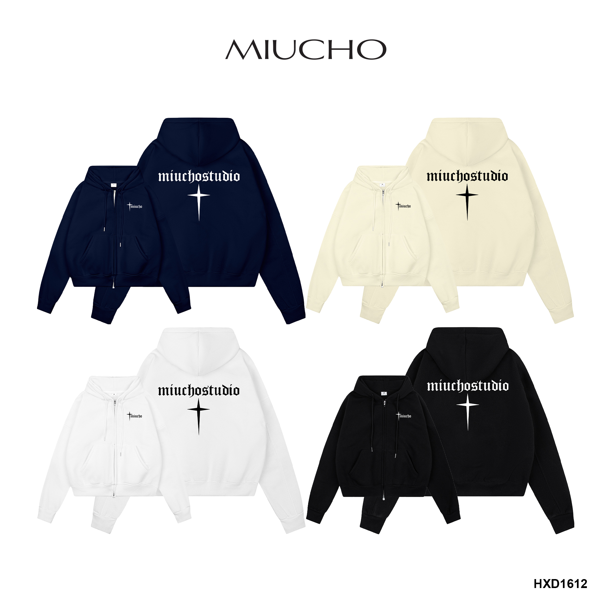 Áo hoodie zip nam localbrand form boxy HXD1612 Miucho Club vải nỉ bông dày dặn in basic_thumbnail_1