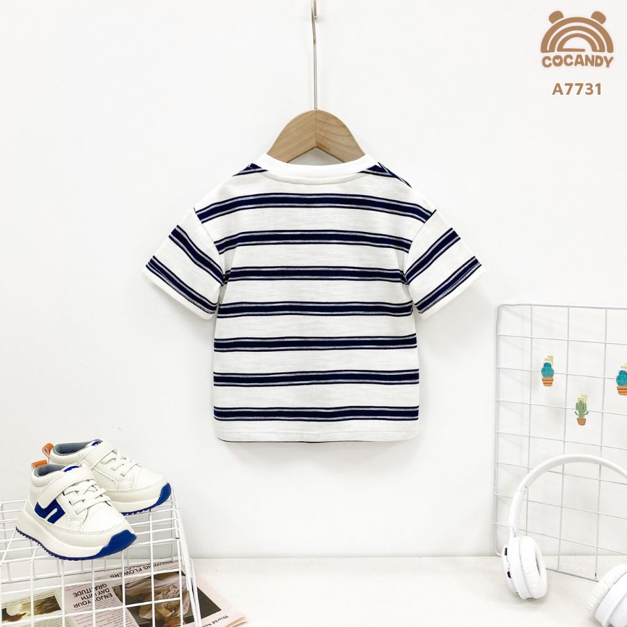 Áo cộc kẻ TRẮNG NAVY phối túi ngực nắp dọc_thumbnail_4