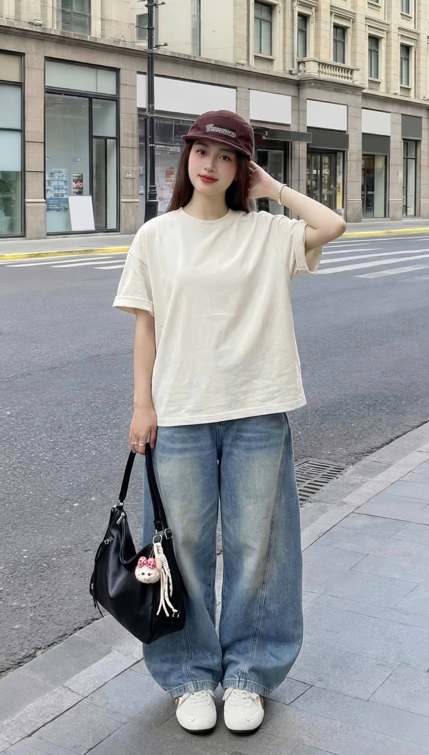 Áo thun trơn unisex form boxy AXT01 Miucho chất vải cotton co giãn 2 chiều_thumbnail_2