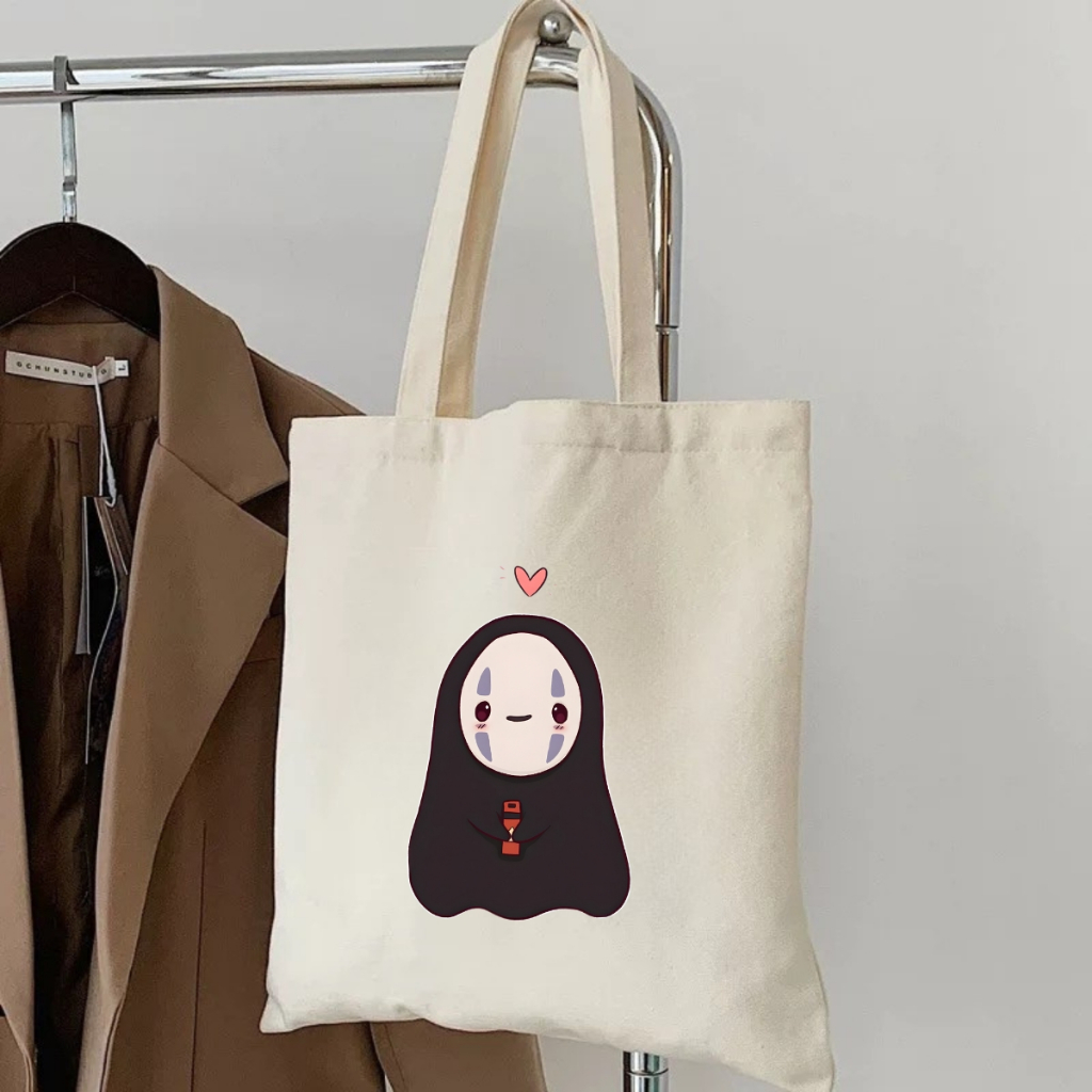 Túi tote vải canvas đeo vai, có khóa kéo và ngăn phụ, hình Ghibli Vô diện, Calcifer - WE TEE WTU07_thumbnail_5