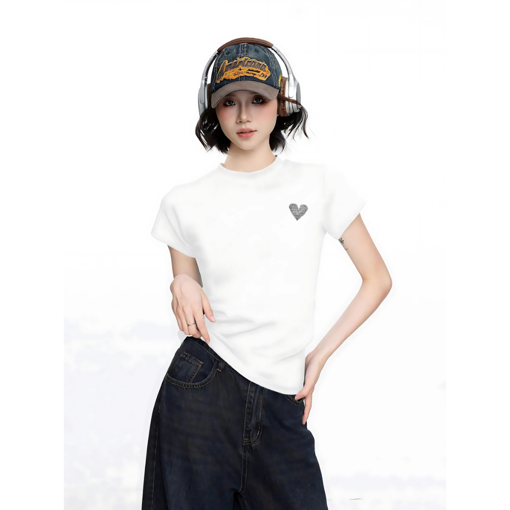 Áo Baby tee nữ trái tim chất cotton - Áo phông Baby tee nữ LOZA ET8237_thumbnail_1