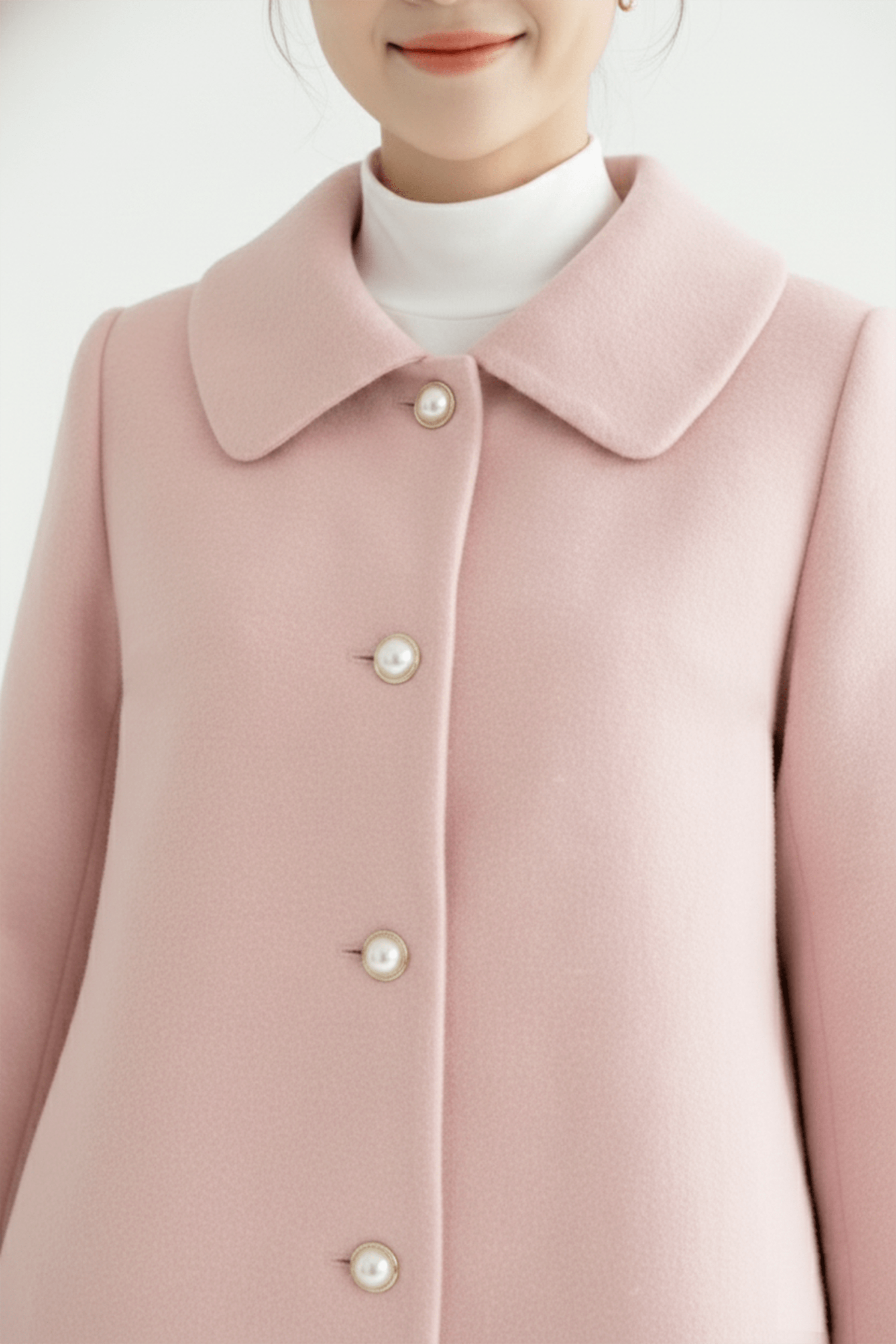 Áo khoác lửng  Suông A Vải dạ hồng Cổ bẻ  Dài dưới eo_thumbnail_6