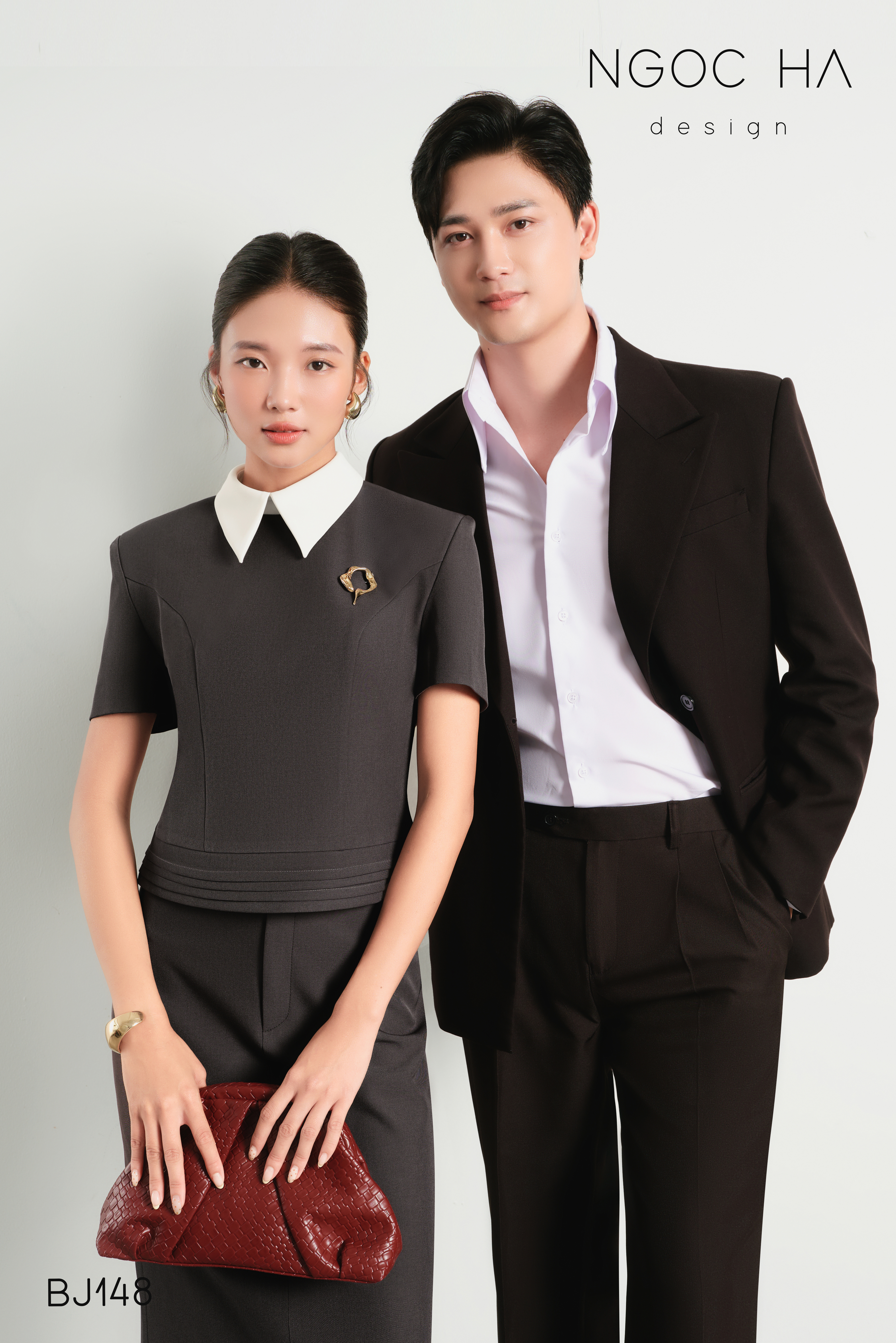 Celia Set_ Bộ Áo May Ly Gấu Cổ Trắng Chân Váy Bút Chì Màu Ghi BJ148_thumbnail_4