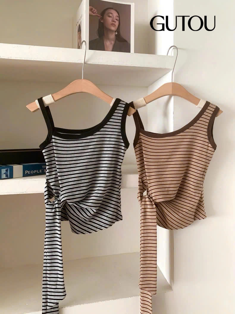 [ GUTOU ] Áo Hai Dây Mix Sọc Phối Áo Khoác Ngoài_thumbnail_6