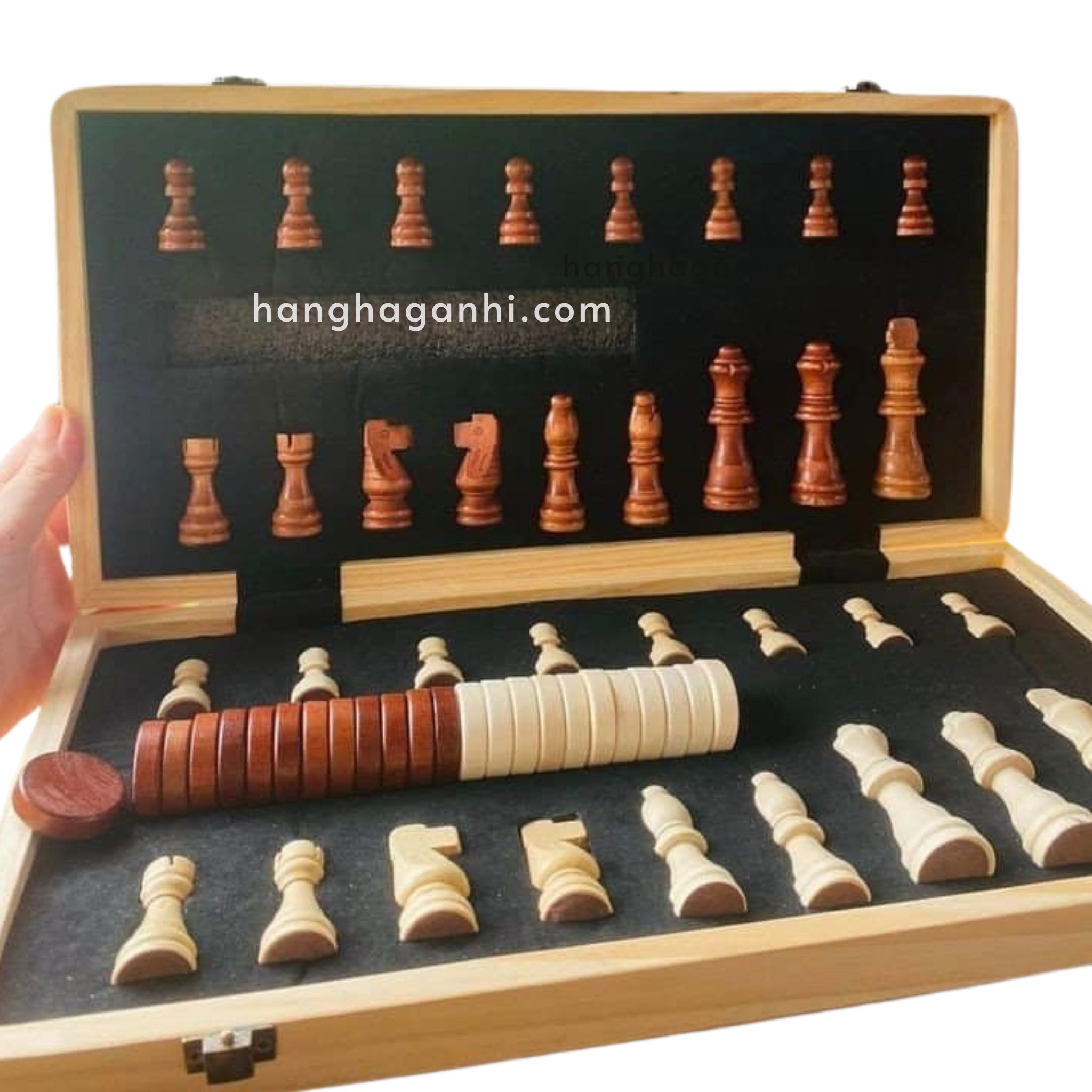 Bộ Đồ Chơi Cờ Vua Gỗ Sồi Có Nam Châm Xuất Mỹ size 39, HÀNG ĐẸP CHUẨN