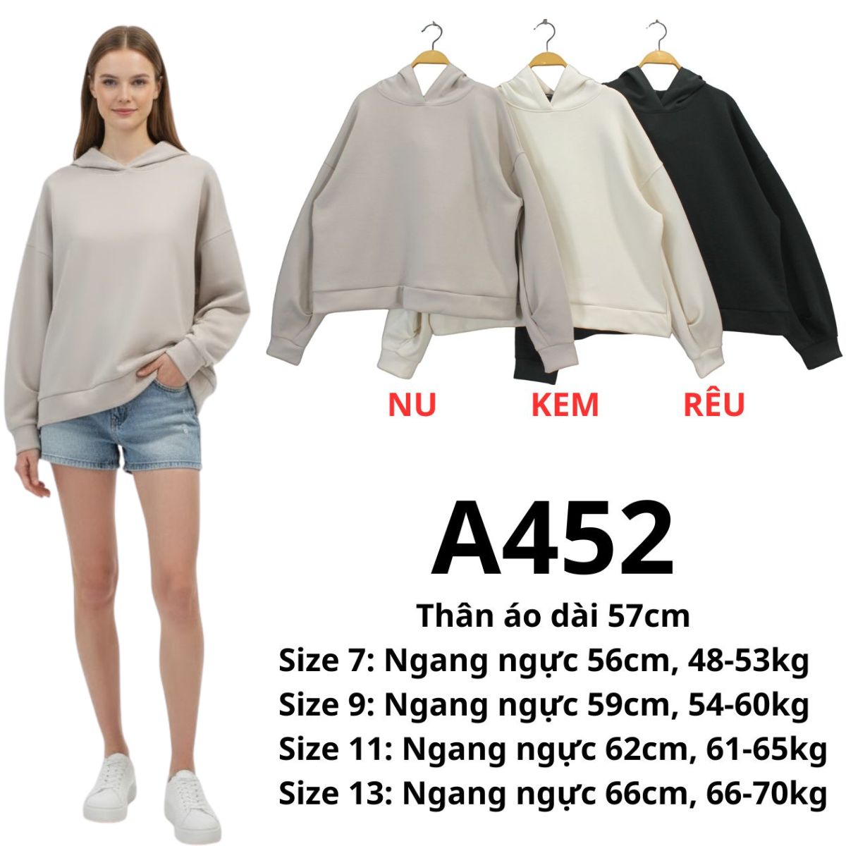 A452 Áo hoodie Nhật