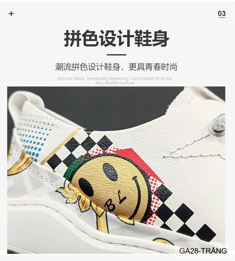 GA28 - Giày Sneaker Nam Da Bò Thiết Kế Smile Độc Đáo, Phong Cách Thường Ngày_thumbnail_12