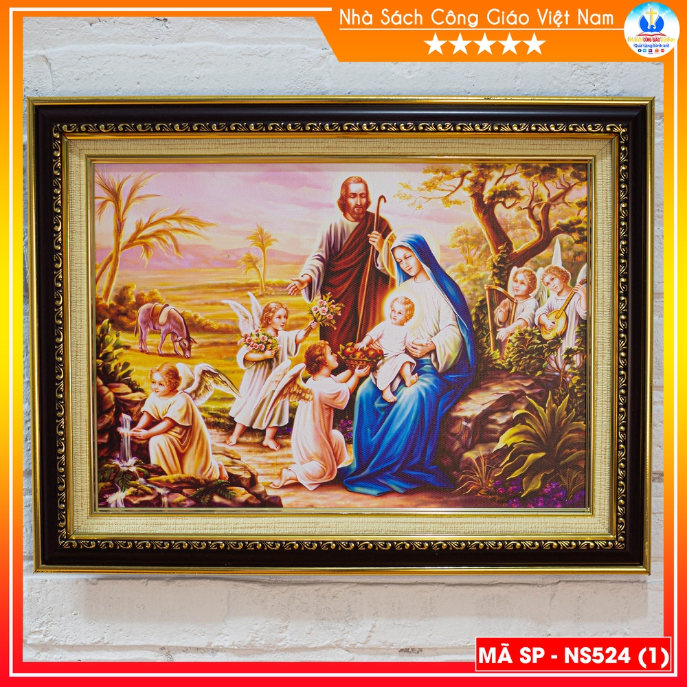 Tranh Canvas cao cấp Gia Đình Thánh Gia mẫu 4 - Quà tặng Công Giáo - In hình theo yêu cầu - NS524-4_thumbnail_0