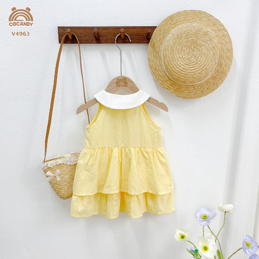 Váy cộc VÀNG sát nách cổ bẻ 2 tầng_thumbnail_1