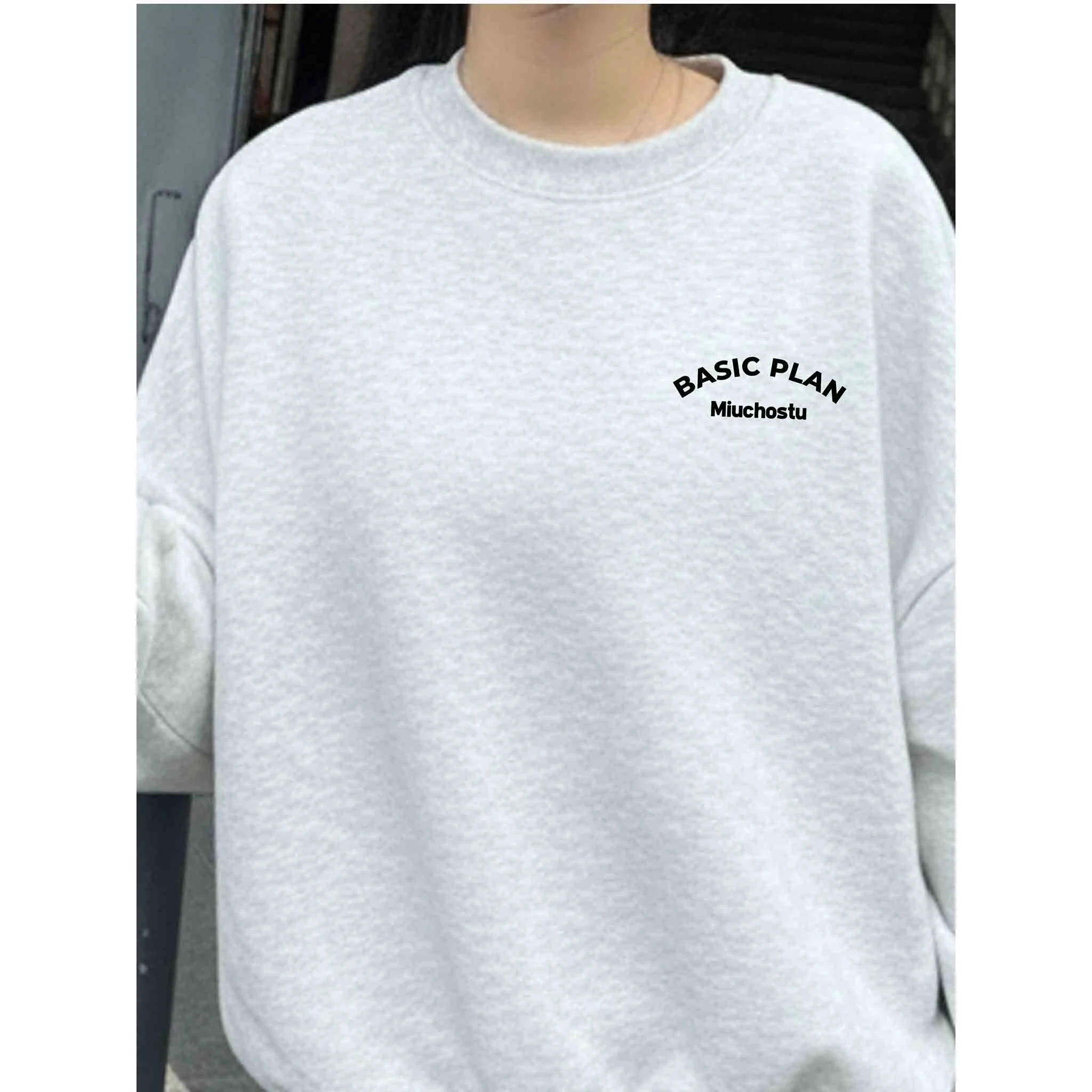 Áo Sweater boxy nam nữ Miucho vải nỉ 2 da thoáng mát mềm mại cổ tròn in basic 2832_thumbnail_9