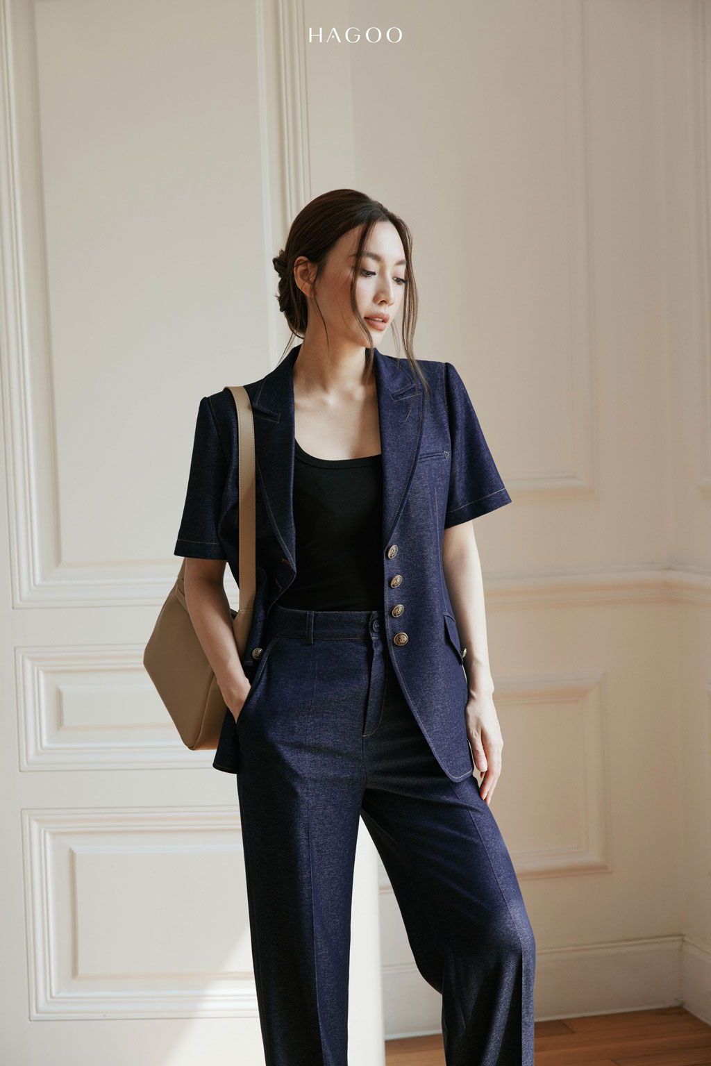 Quần denim dáng suông HAGOO