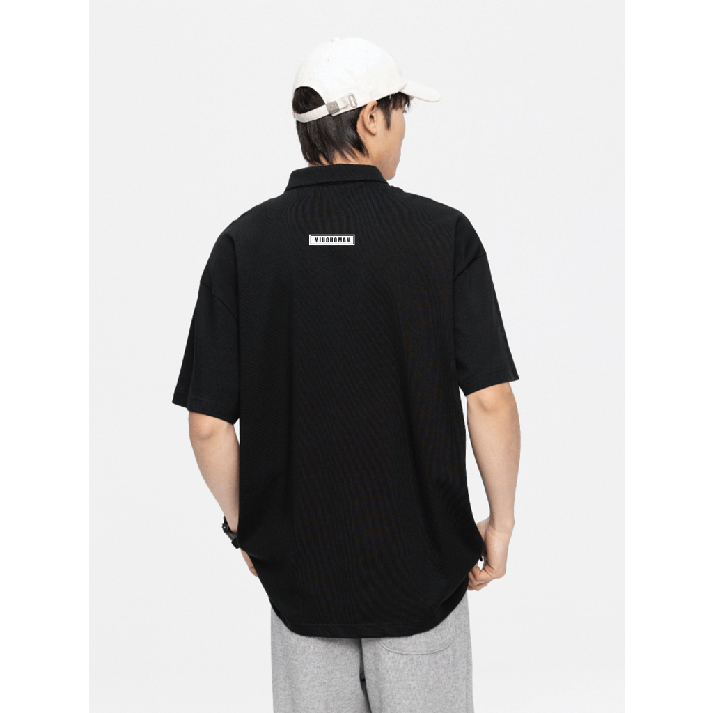 Áo polo nam form rộng PLD287 Miucho Man cotton cổ trụ in typography_thumbnail_4