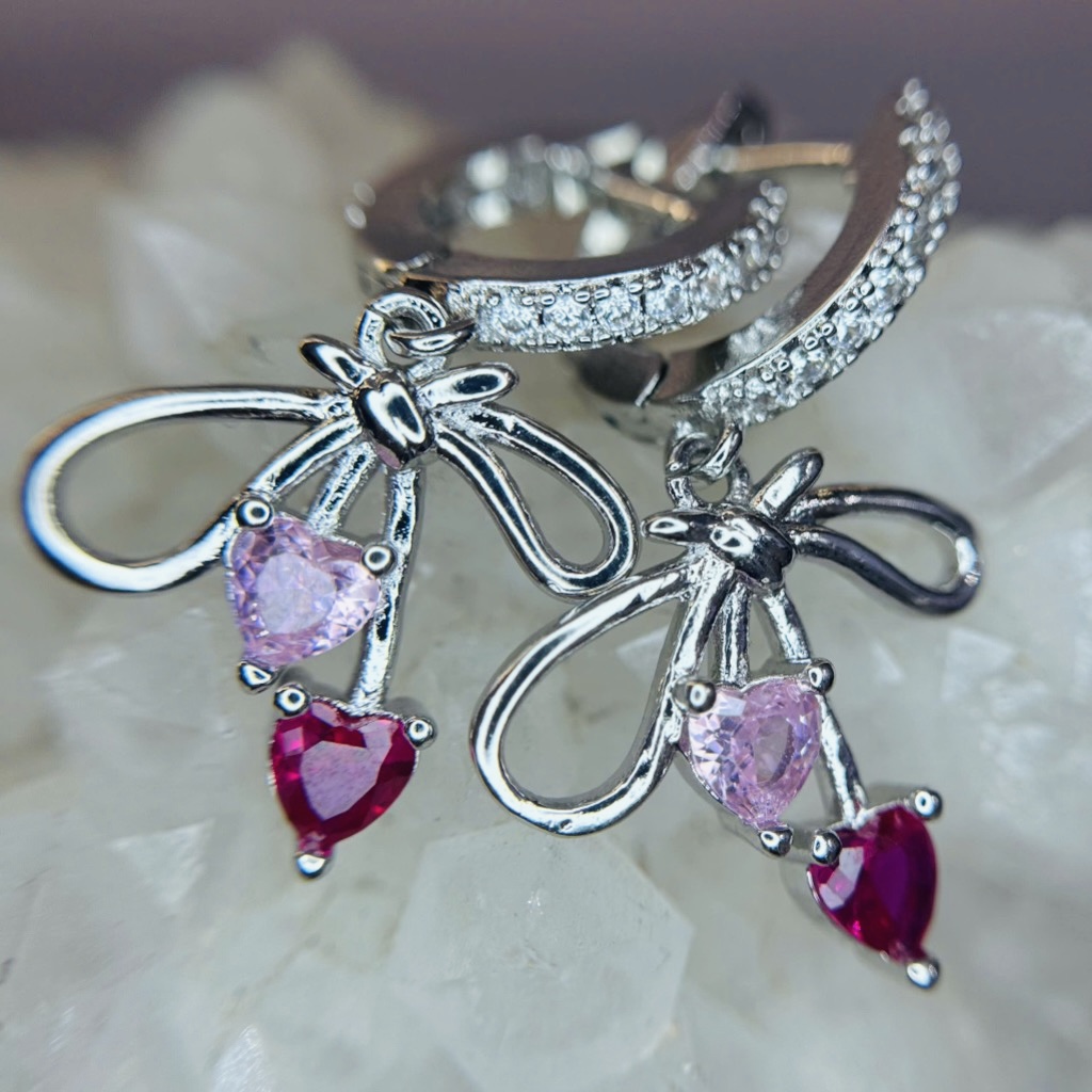 Khuyên vòng kiểu nơ rơi đá hồng size 10_thumbnail_1