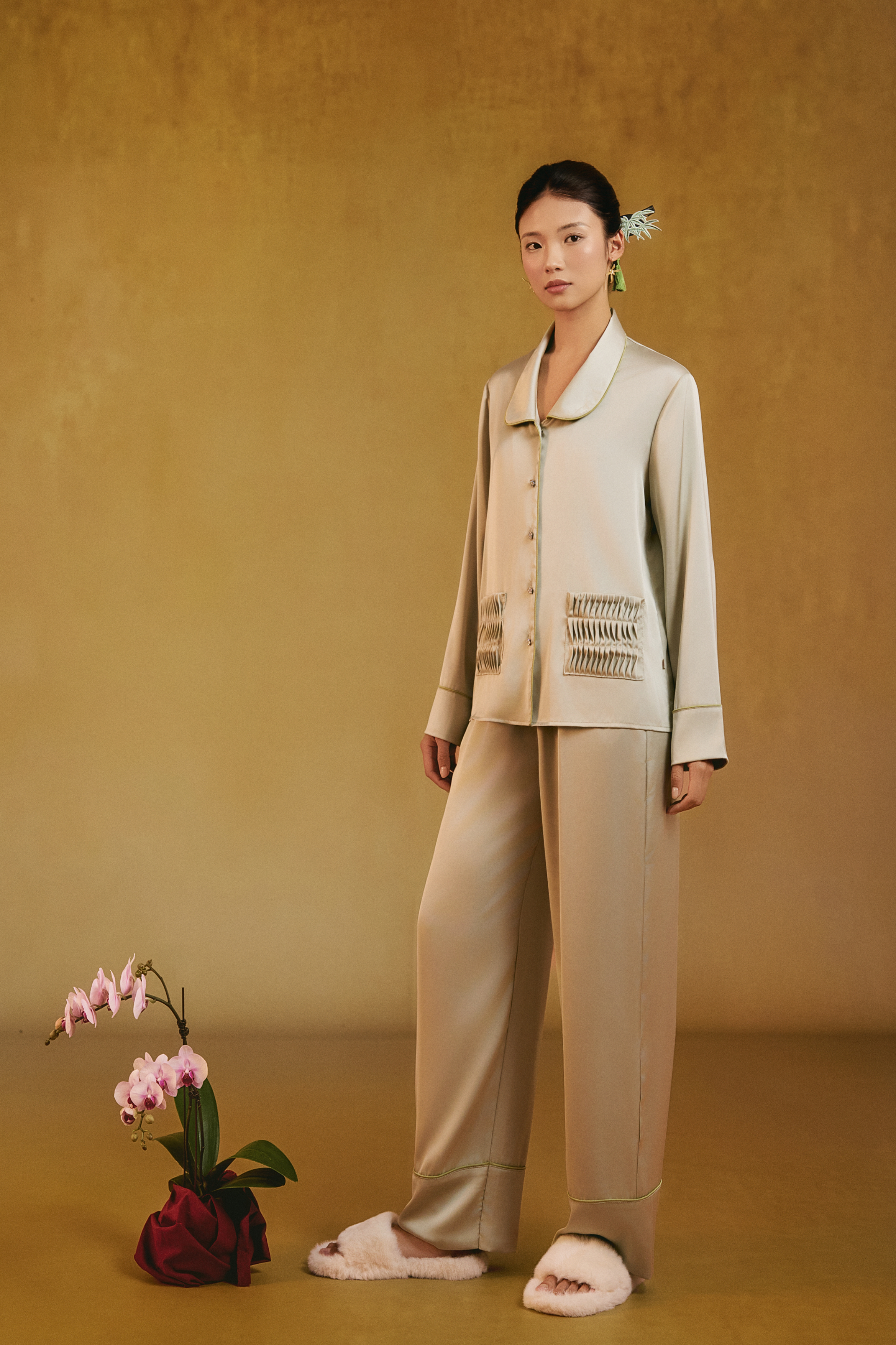 Bộ Lụa Áo Dài Tay, Quần Dài BN672_thumbnail_7