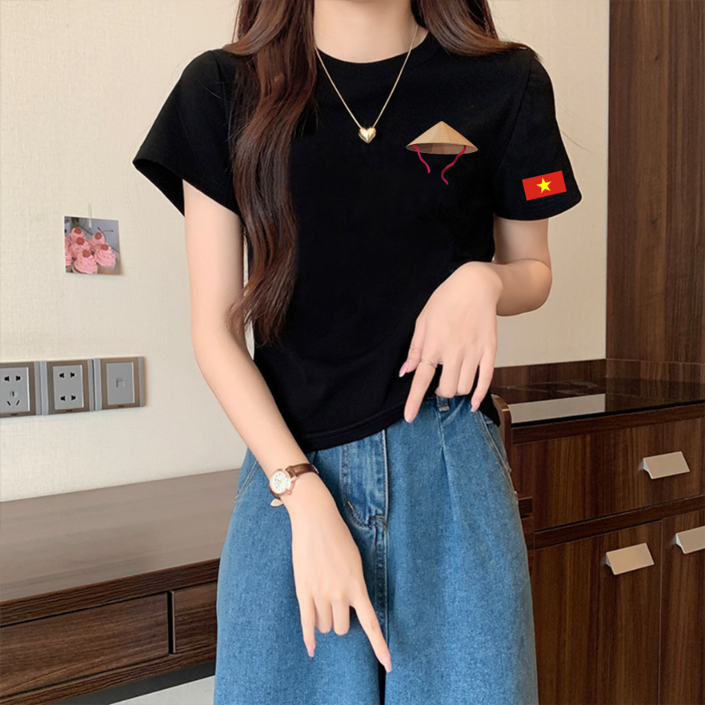 Áo Baby tee 'Tôi yêu Việt Nam' in hình 'Cờ đỏ sao vàng'nhỏ  - Áo phông Baby tee nữ LOZA ET001_thumbnail_5