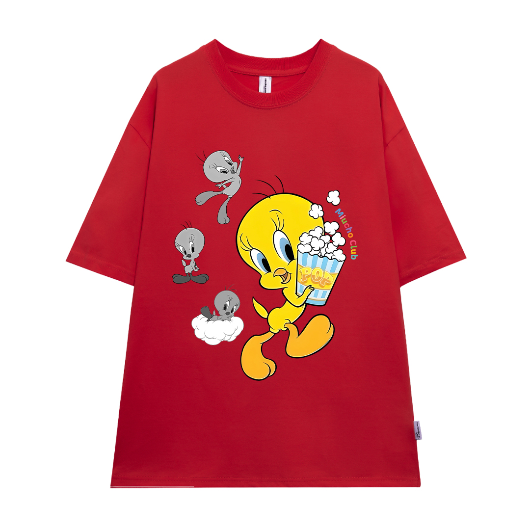 Áo thun nữ form rộng vịt vàng 2111 Miucho vải cotton 4c 220gsm cổ tròn in mix_thumbnail_11