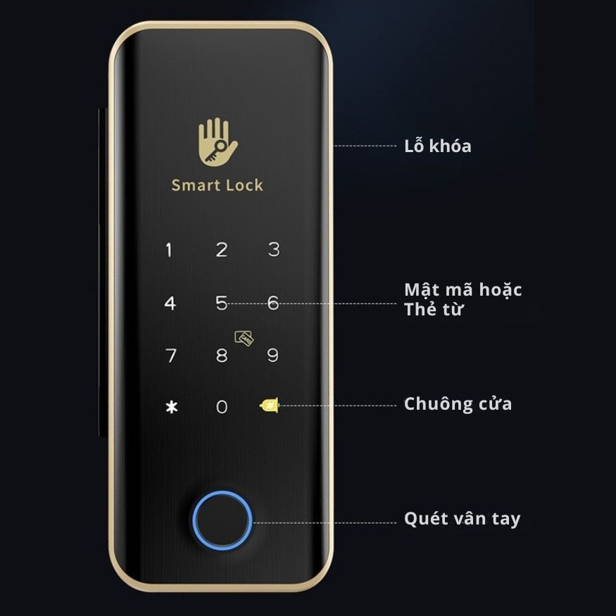 Khóa Cửa Thông Minh Kachi MK45 cho cửa không có khung như cửa kính, cửa gỗ trượt – Mở Khóa App + Vân tay + Chìa khóa + Thẻ từ + Mã số_thumbnail_7